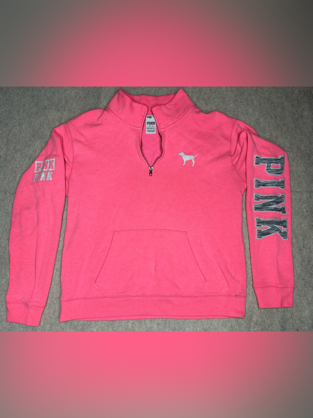 PINK Victoria's Secret Neon Pink Quarter-Zip Pullover